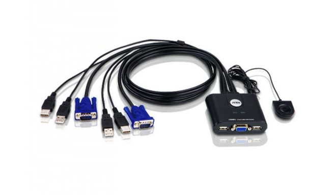 2-Port USB VGA Cable Switch w Rem. Port Selec