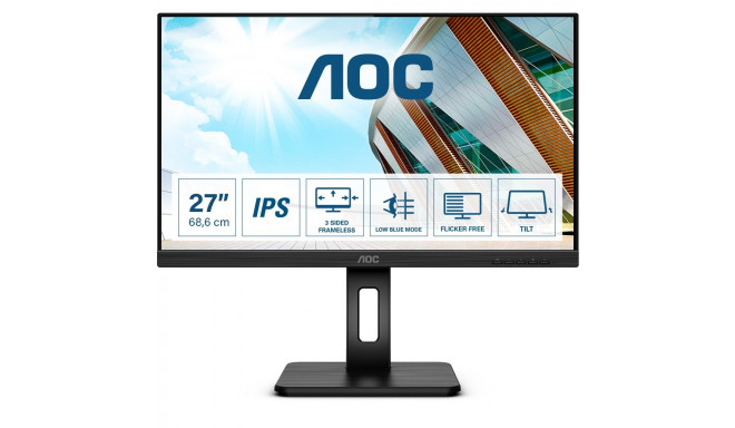 "68,6cm/27'' (2560x1440) AOC Q27P2Q 4ms 16:9 USB HDMI DisplayPort Speaker Pivot Quad HD Black"