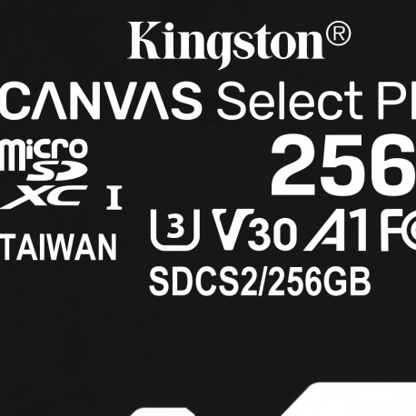 "CARD 256GB Kingston Canvas Select Plus MicroSDXC 100MB/s +Adapter"