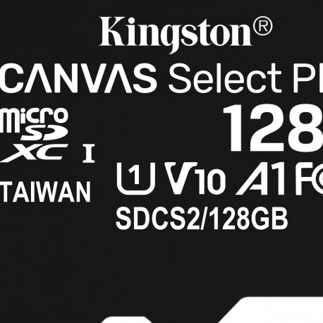"CARD 128GB Kingston Canvas Select Plus MicroSDXC 100MB/s +Adapter"