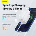 Baseus Compact quick charger USB Type C | USB 20 W 3 A Power Delivery Quick Charge 3.0 white (CCXJ-B
