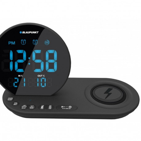 FM PLL clock radio/ALARM/USB/CR85BK CHARGE/Wireless charging/Indoor/outdoor temperature/black