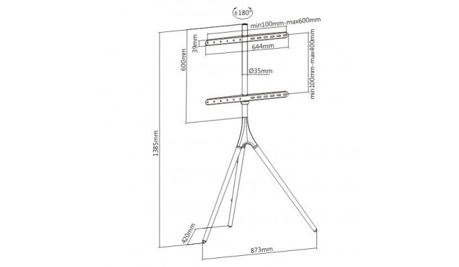 Floor stand for TV 45-65 inches, 32 kg wood