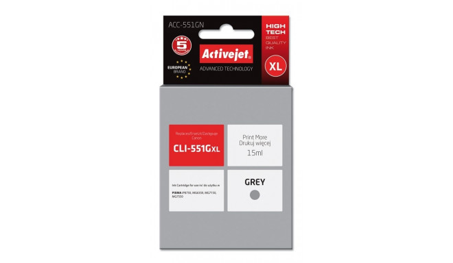 Activejet ACC-551GN Ink (replacement for Canon CLI-551G; Supreme; 15 ml; gray)