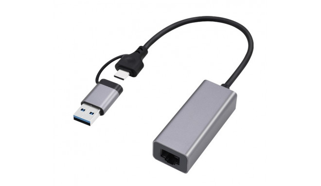 Gembird A-USB3AC-LAN-01 USB 3.1 + type-C gigabit võrgukaart, kosmosehall
