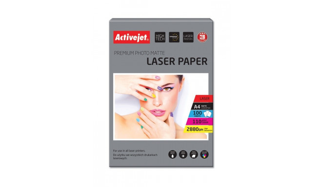 Activejet AP4-110M100L matt fotopaber laserprinteritele A4 100 tk
