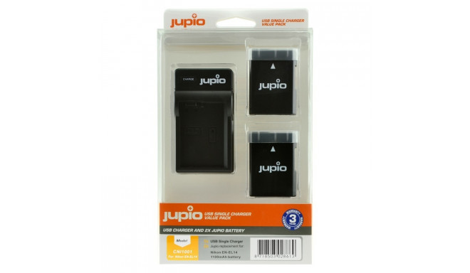 Jupio Kit: 2x EN-EL14 akumulatori ar 1100mAh ietilpību + USB dubultais lādētājs parezdēts Nikon