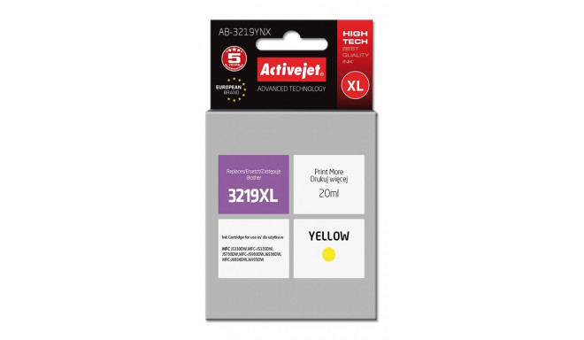 Activejet AB-3219YNX tindikassett (asendus Brother LC3219Y XL; Supreme; 20 ml; kollane)