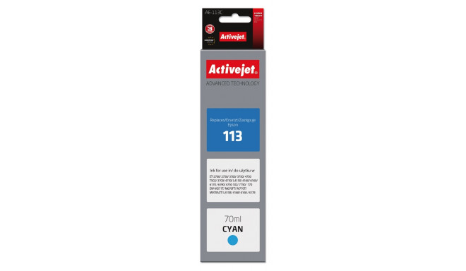 Activejet AE-113C tindikassett (asendus Epson 113 C13T06B240; Supreme; 70 ml; tsüaan)