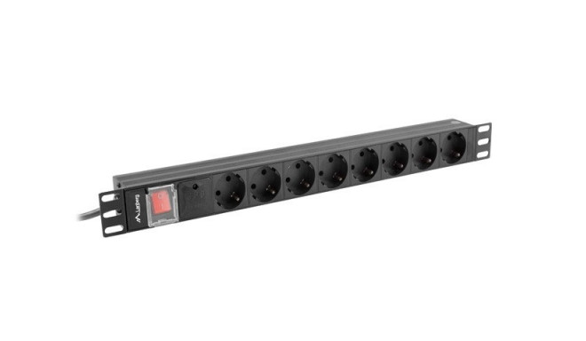 LANBERG TOITEJAOTUR PDU RIIUL 19" (1U, 16A, 8X Schuko, 2m)