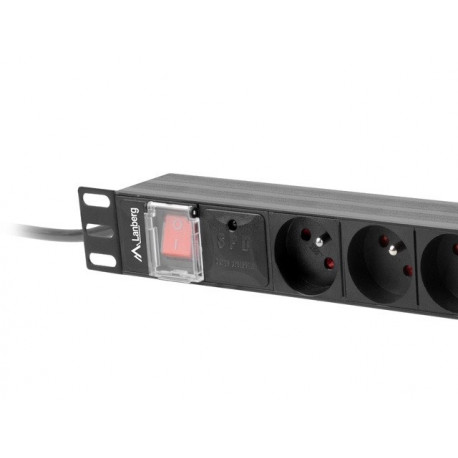 LANBERG POWER STRIP PDU RACK 19" (1U, 16A, 8X 230V PL, 2m)