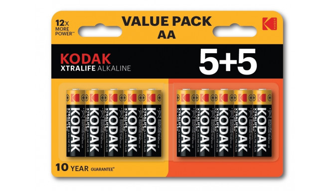 Kodak XTRALIFE Alkaline AA Battery 10 (5+5 pack)