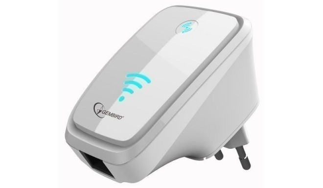 Gembird WiFi repeater, 300 Mbps + LAN, white