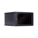 Linkbasic rack wall-mounting cabinet 19'' 6U 600x600mm black (glass front door)