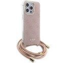 Original faceplate case GUESS GUHCP15LHC4SEP for iPhone 15 Pro (Crossbody Cord 4G Print / pink)