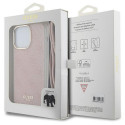 Original faceplate case GUESS GUHCP15LHC4SEP for iPhone 15 Pro (Crossbody Cord 4G Print / pink)