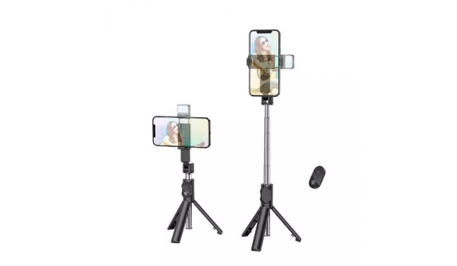 Borofone Selfie Stick BY8 bluetooth statīvs ar tālvadības pulti melns