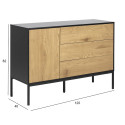 Kumode SEAFORD, 120x40xH82cm, ramis MDF, lakots, matets melns, 1 durvis, savvalas ozolkoka papirs, 3