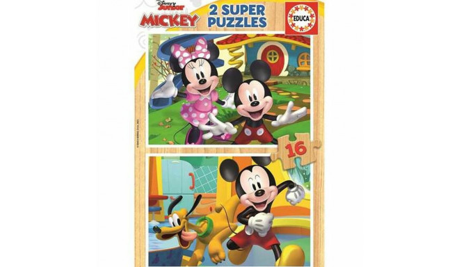 2 Pužļu Komplekts Mickey Mouse 19287 16 Daudzums 36 cm