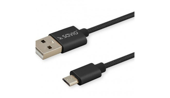 USB A to USB C Cable Savio CL-129 Black 2 m