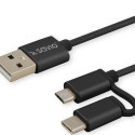USB-kaabel-Mikro USB ja USB C Savio CL-128 Must 1 m