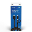USB-kaabel-Mikro USB ja USB C Savio CL-128 Must 1 m