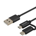 USB-kaabel-Mikro USB ja USB C Savio CL-128 Must 1 m