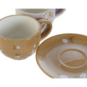 Piece Coffee Cup Set DKD Home Decor Yellow Pink Mustard Lilac Metal 180 ml