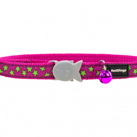 Dog collar Red Dingo STYLE STARS LIME ON HOT PINK 41-63 cm