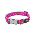Dog collar Red Dingo STYLE STARS LIME ON HOT PINK 41-63 cm
