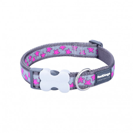 Dog collar Red Dingo STYLE HOT PINK ON COOL GREY 15 mm x 24-36 cm Grey