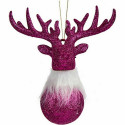 Christmas bauble Reindeer Fuchsia Plastic Glitter 13,5 x 15,5 x 7 cm (24 Units)