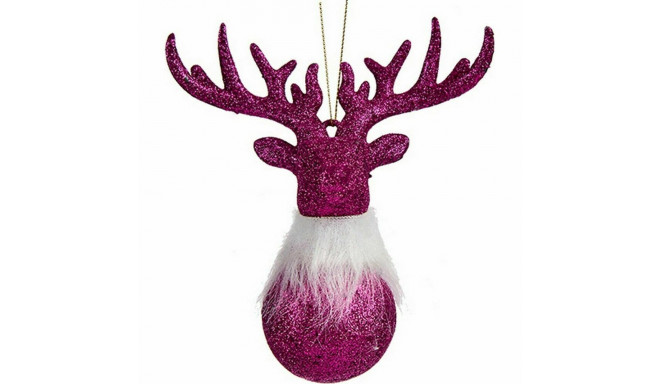 Christmas bauble Krist+ 91799 91799 Fuchsia Plastic Glitter Reindeer 14 x 15,5 x 7 cm 13,5 x 15,5 x 