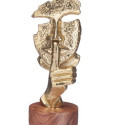 Decorative Figure Face Golden Wood Metal 12 x 29 x 11 cm