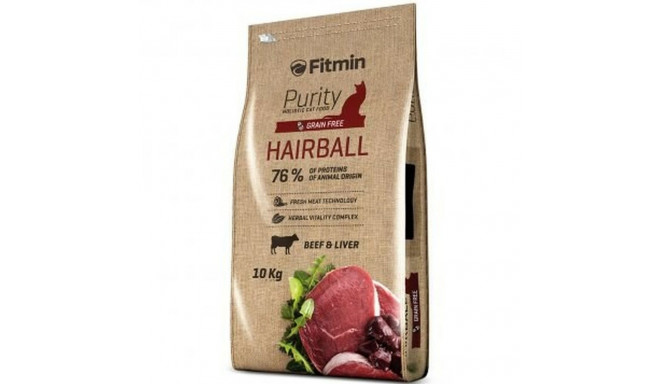 Cat food Fitmin Purity Hairball Adult Veal Liver Beef 10 kg