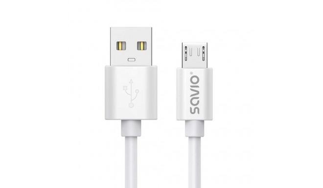 USB-kaabel-mikro USB Savio CL-167 Valge 3 m