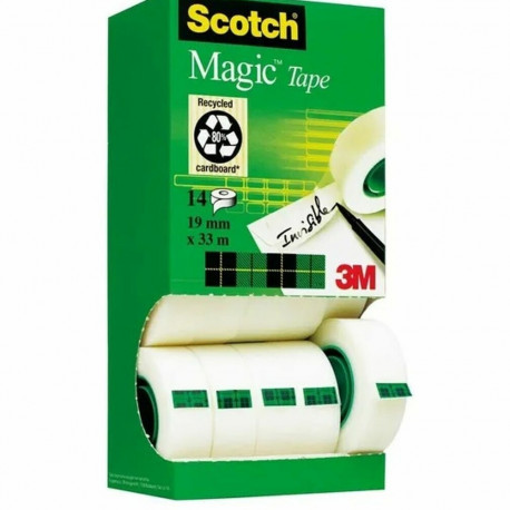 Adhesive Tape Set Scotch Invisible Magic 14 Pieces 19 mm x 33 m (2 Units)