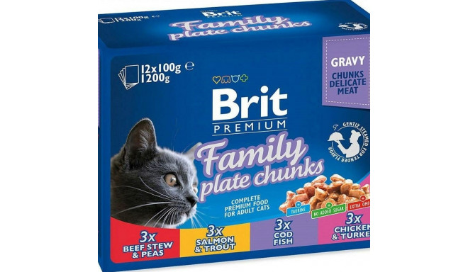 Kassitoit Brit Pouches Family Plate Kana Türgi Vasikaliha Tursk 12 x 100 g