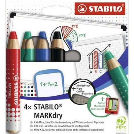 Markerite komplekt Stabilo Markdry 4 Tükid, osad Mitmevärviline