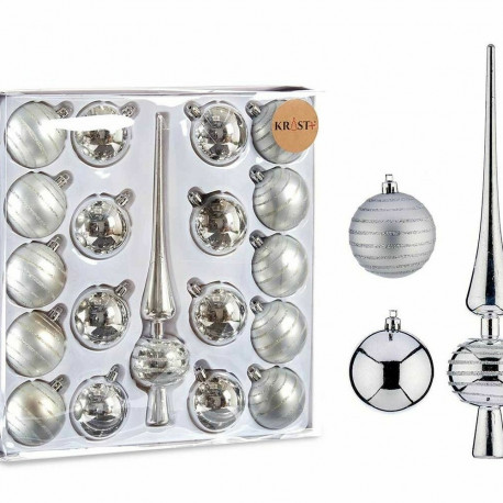 Christmas Decorations Set Krist+ HM20246-003 HM20246-003 Silver PVC 33 x 6,5 x 32,5 cm (4 Units)
