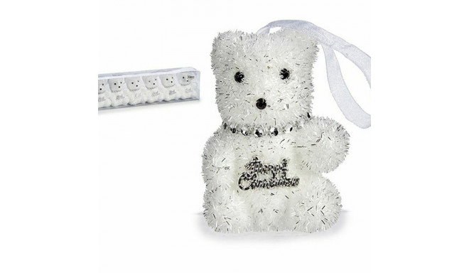 Christmas Decorations Set Bear Silver White 5,5 x 7 x 5,5 cm (12 Units)