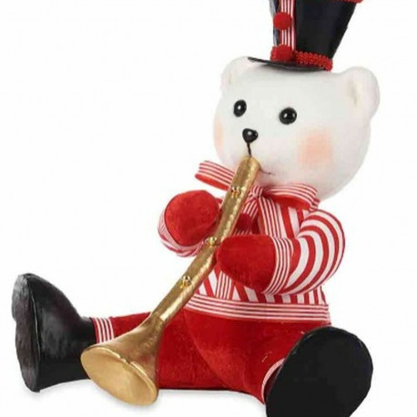Christmas bauble Krist+ D012131627-2WH D012131627-2WH White Black Red Bear Trumpet 32 x 31 x 26 cm (