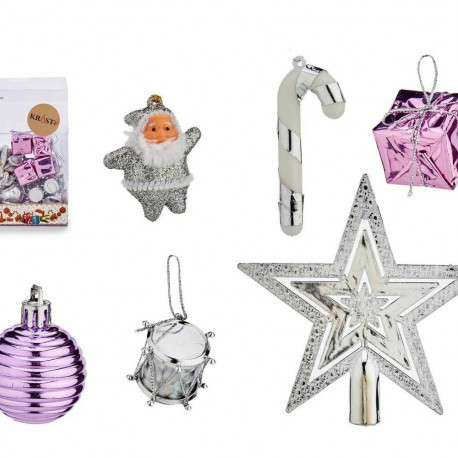 Christmas Decorations Set Krist+ 95442 95442 Purple Silver PVC 14 x 24 x 6 cm 14 x 6 x 24 cm (12 Uni