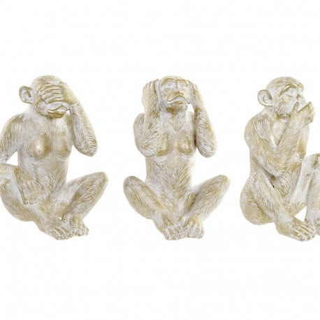 Dekoratiivkuju Home ESPRIT Kuldne Ahv Troopiline 21 x 17 x 25 cm (3 Ühikut)