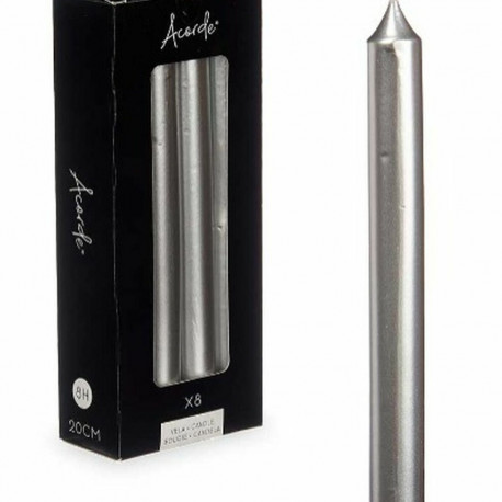 Candle Set Acorde 126-E-AR Silver 2 x 2 x 20 cm (12 Units)