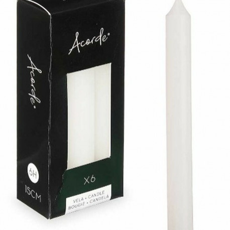 Candle Set Acorde 123-A-AR White 2 x 2 x 15 cm (12 Units)