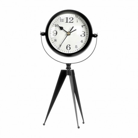 Table clock Tripod Black Metal 14 x 30 x 11 cm (4 Units)