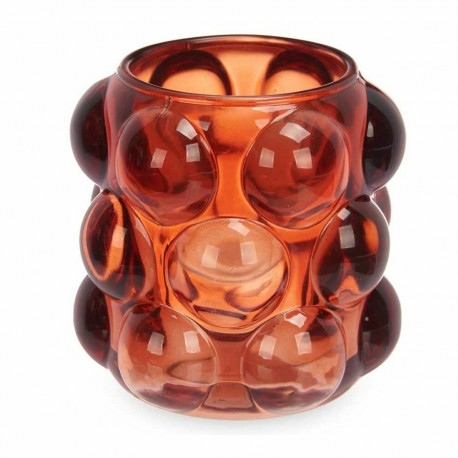 Candleholder Gift Decor GJS8585L-R GJS8585L-R Orange Tile Crystal 8,4 x 9 x 8,4 cm Microbeads (12 Un