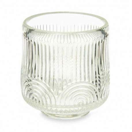 Candleholder Gift Decor GJS7678BS-T GJS7678BS-T Transparent Crystal 7,5 x 7,8 x 7,5 cm Stripes (12 U