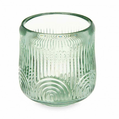 Candleholder Gift Decor GJS1010BMS-GRE GJS1010BMS-GRE Green Crystal 9 x 9,5 x 9 cm Stripes (12 Units